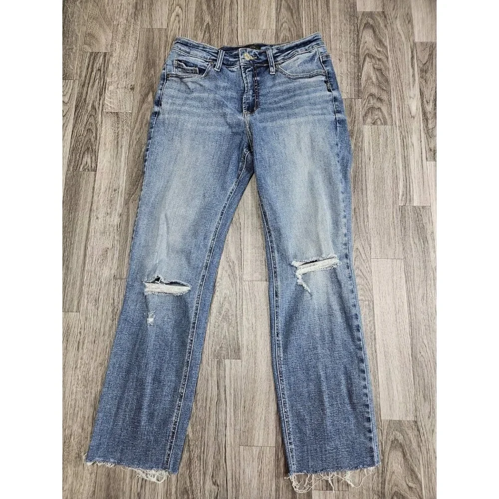 Silver Jeans Co Jeans Womens 27 Most Wanted Straight Crop‎ Distressed Raw Hem